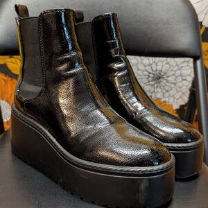 Nine West Henrita3 Patent Faux Leather Platform Monster Goth Boots 8.5